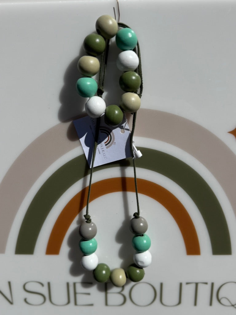 GREEN WOOD NECKLACE SET