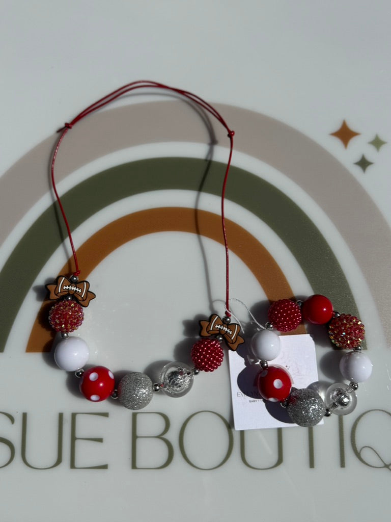 RED FOOTBALL NECKLACE SET